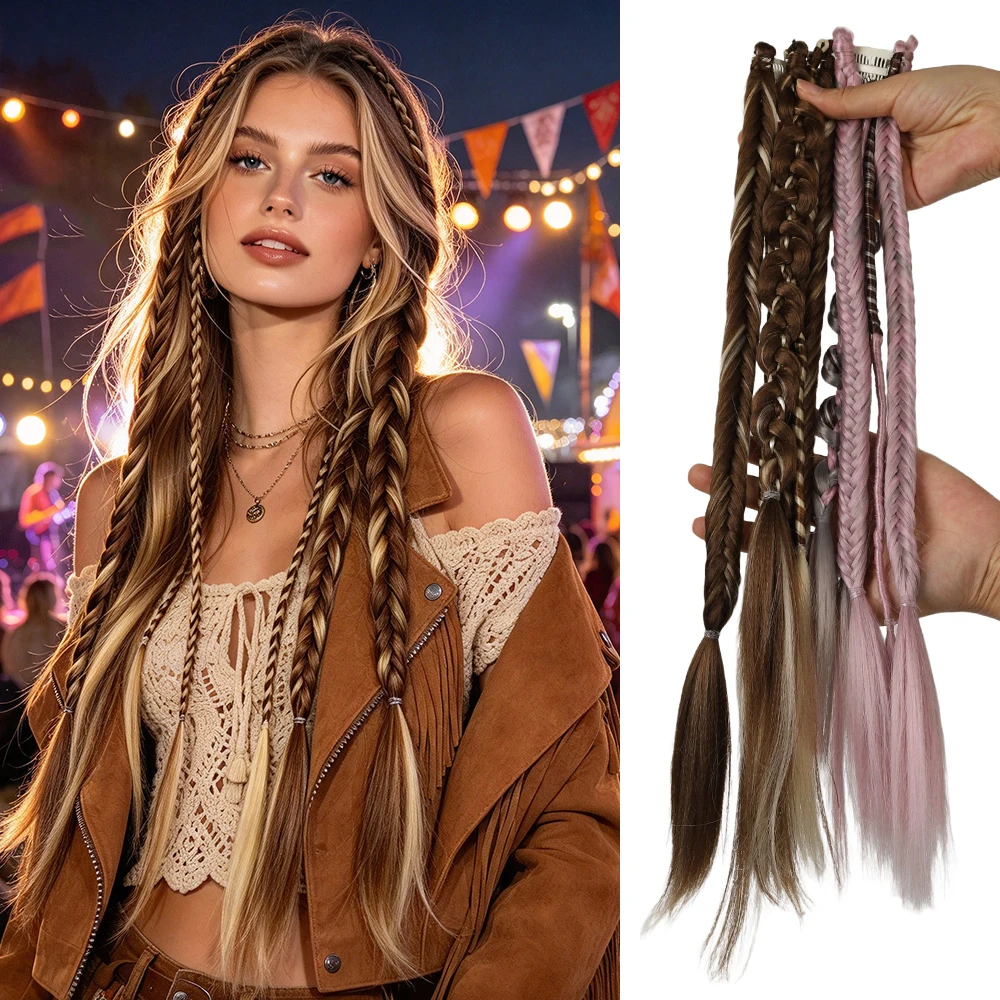Bohemia Clip In Hair Extensions 18 Inches Fairy Hair Wig Hairpieces Handmade Weaving Hair Extensions Girls