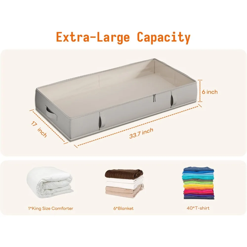 صناديق تخزين مدمجة تحت السرير، بطول 6 بوصات، متينة مع مقابض سهلة الإمساك، منظم ملابس موفر للمساحة