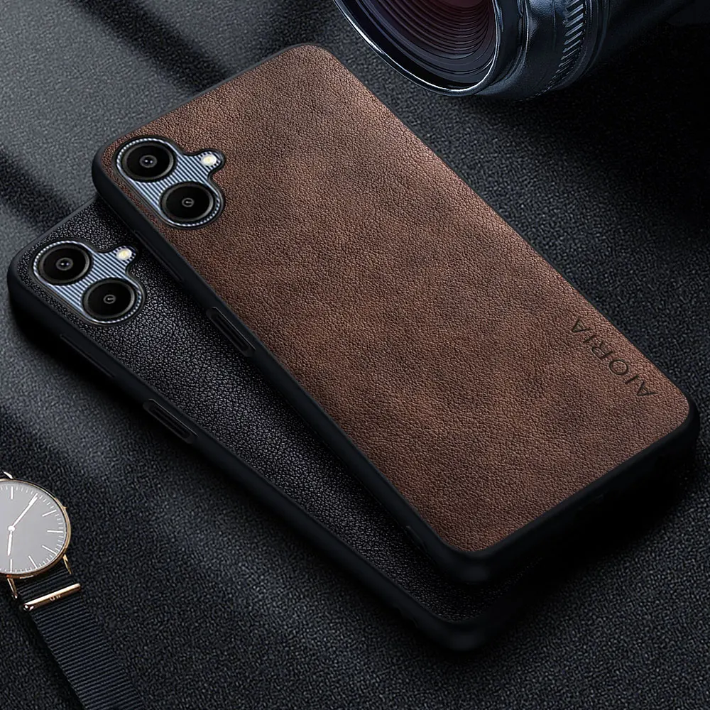Hülle für Samsung Galaxy A06 4g 5g Premium Luxus Leder Handyhülle Funda Retro Business Style Einfarbige Capa