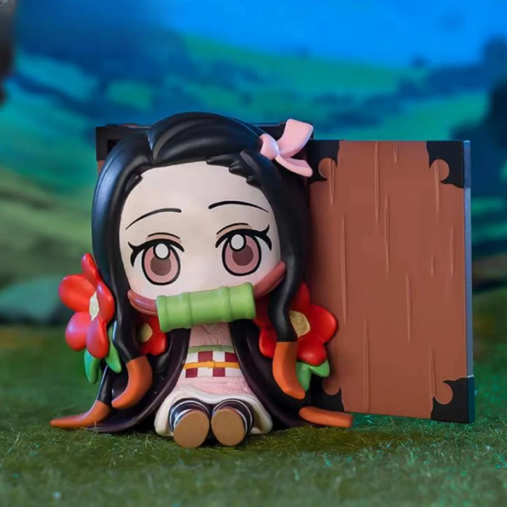 Demon Slayer Flower Series Blind Box, Mignon Kawaii Anime Figure, Modèle de marionnette à main, Jouet tendance, Cadeau pour enfants