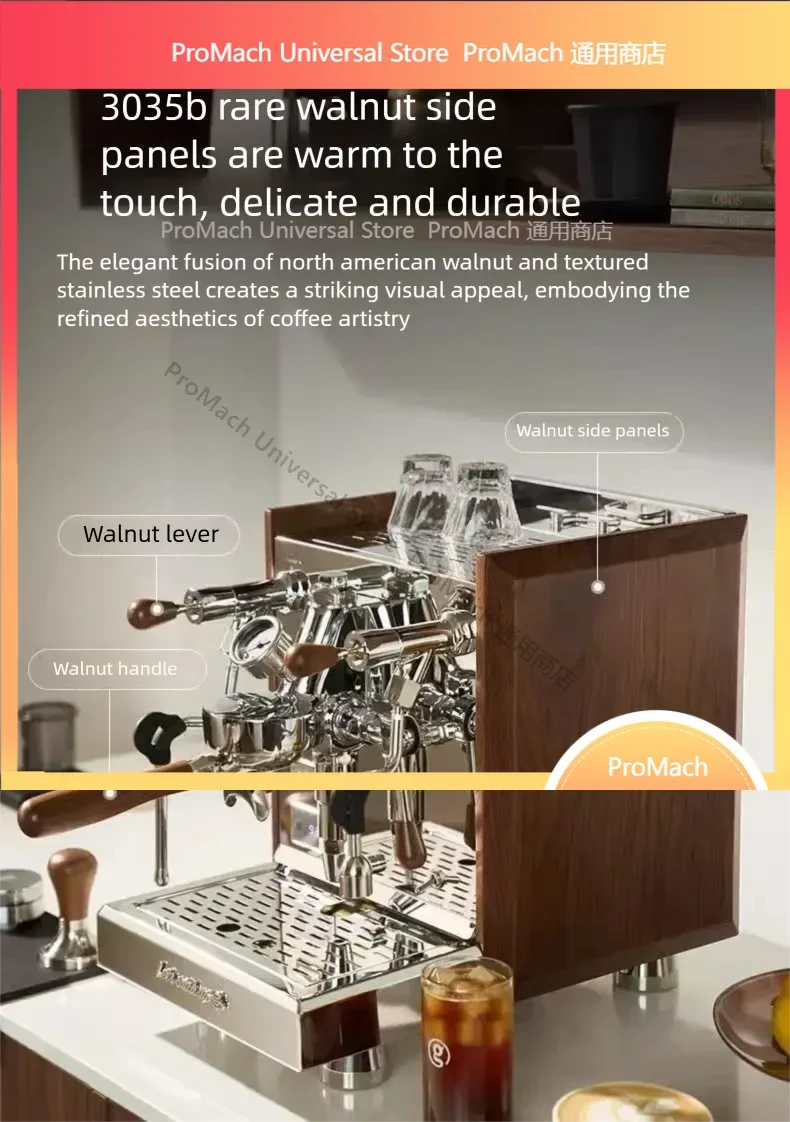 White Whale 3035B/C Semi-Automatic Coffee Machine, E61 Brewing Head Italian Espresso Maker for Home & Business