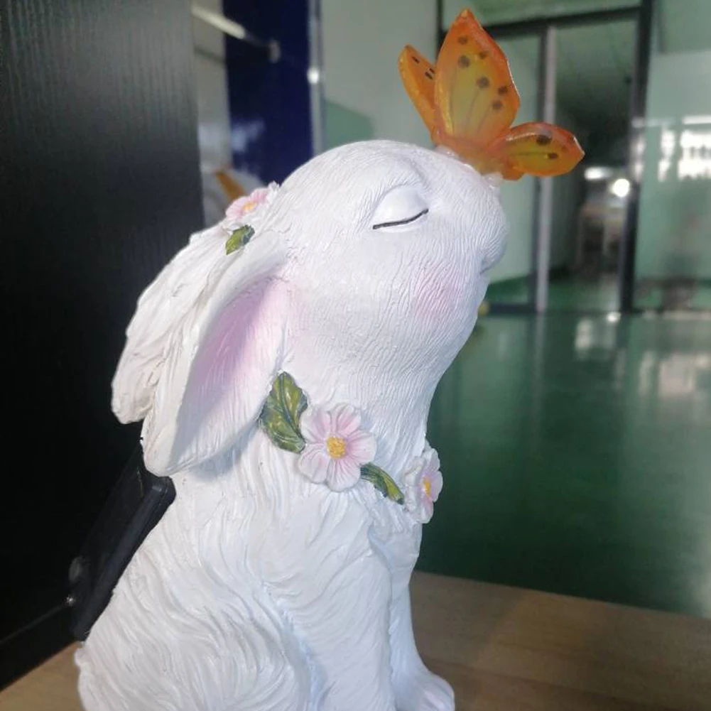 Solar Rabbit Light Solar Bunny Decorative Light Waterproof Outdoor Rabbit Lamp Resin Cartoon for Outdoor Garden Decor