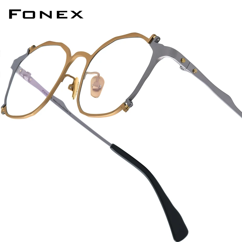 FONEX Titanium Glasses Frame Men Fashion Brand Design Square Eyeglasses Women Vintage Retro Japanese High Quality Eyewear 758