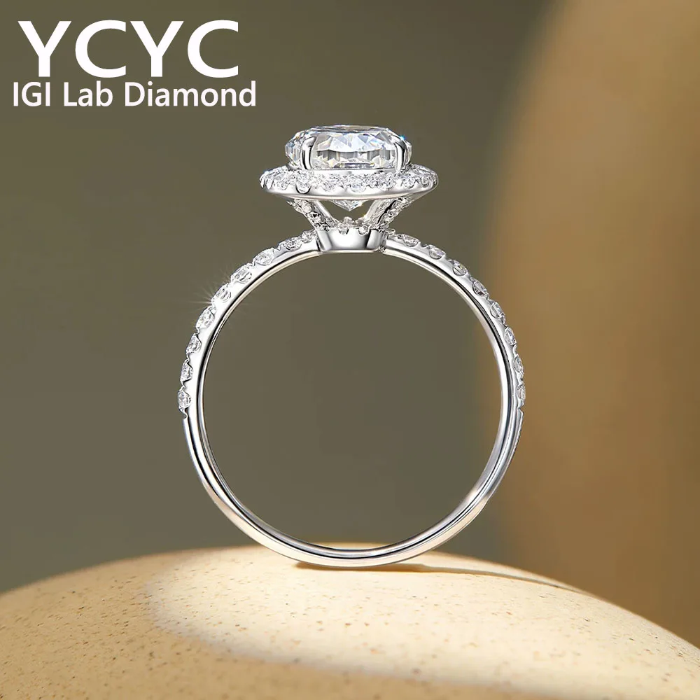 PT950 White gold Ring 1 2 3CT Oval Cut IGI Certified CVD HPHT Lab Grown Diamond DEF VS-VVS Halo Ring  Fine Jewelry For Women
