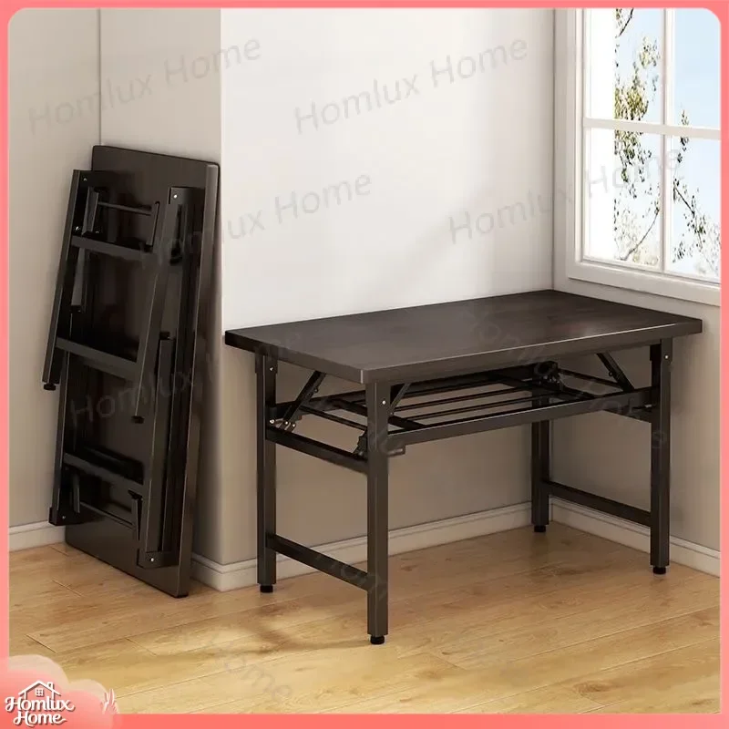 Folding Computer Desk Rectangular Desktop Table for Home Bedroom Small Study Writing Station Simple Space Saving Work Surface