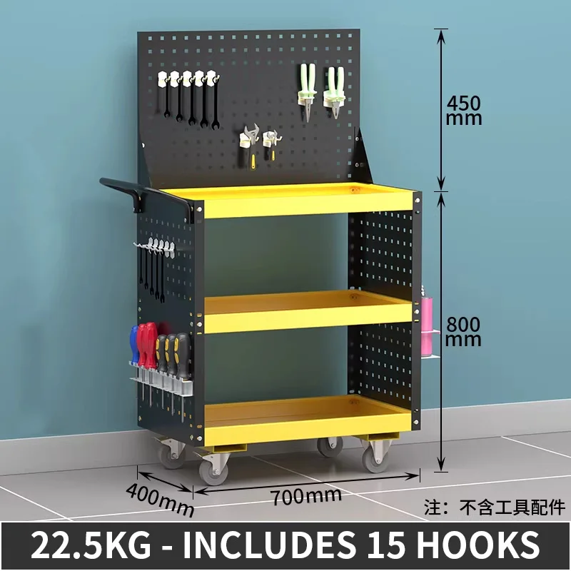 

Manual Tool Cart Mobile Workbench with Casters Pegboard Storage Auto Repair Tool Organization With Drawers