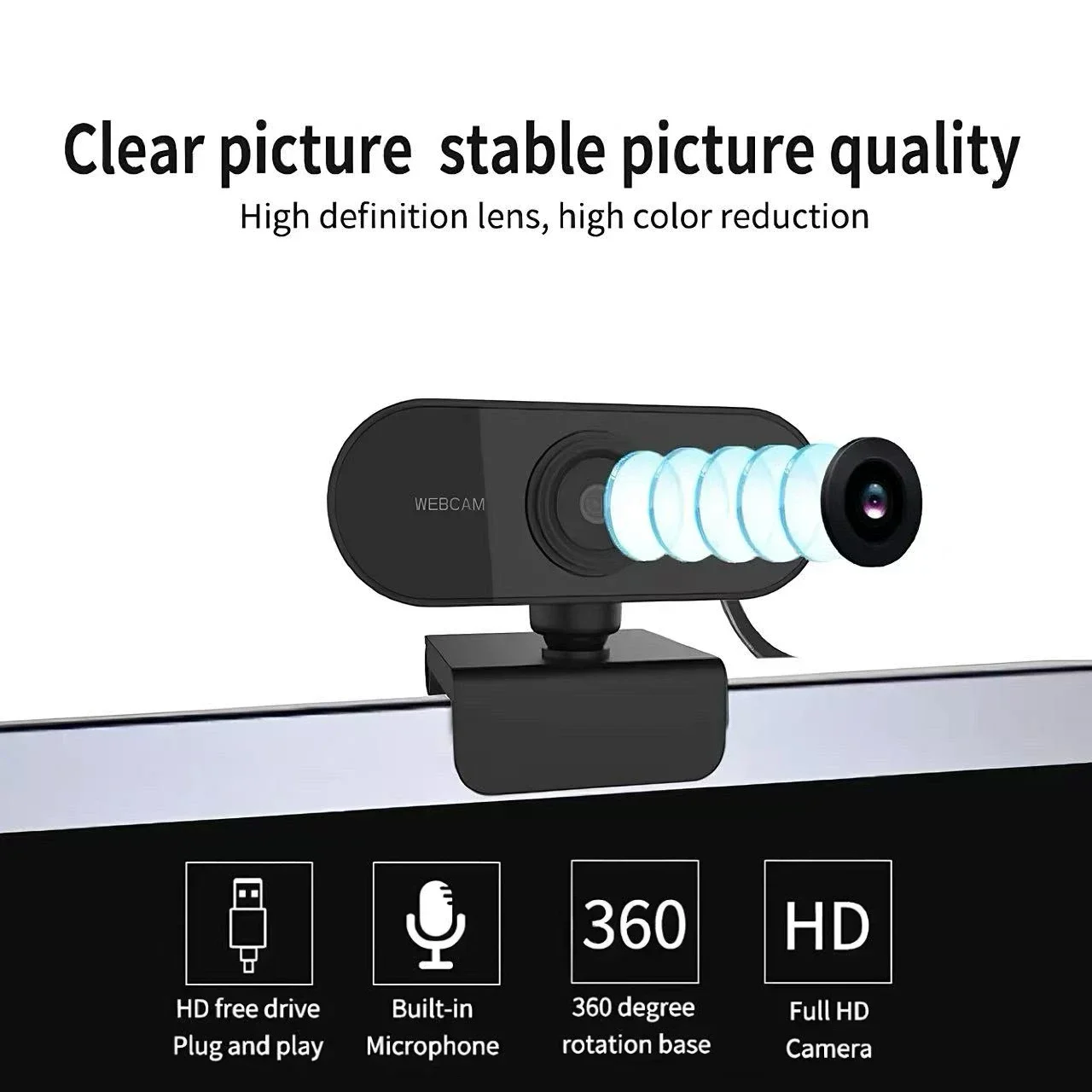 HD 1080P PC Laptop Webcam USB Plug‑and‑Play Web Camera With Built‑in Mic Video Calling Online Teaching Home Work Live Broadcast