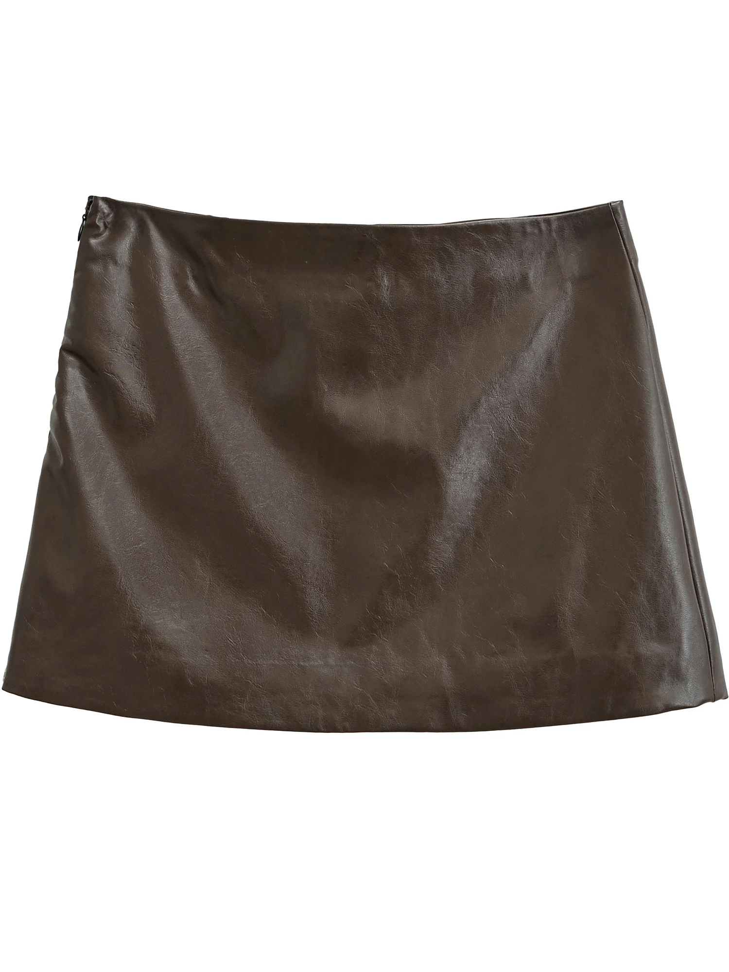 تنورة منخفضة الخصر بقصة ضيقة على شكل حرف A، تنورة كلاسيكية من جلد البولي يوريثان، لون نسائي، تنورة ضيقة غير رسمية بلون نقي #4