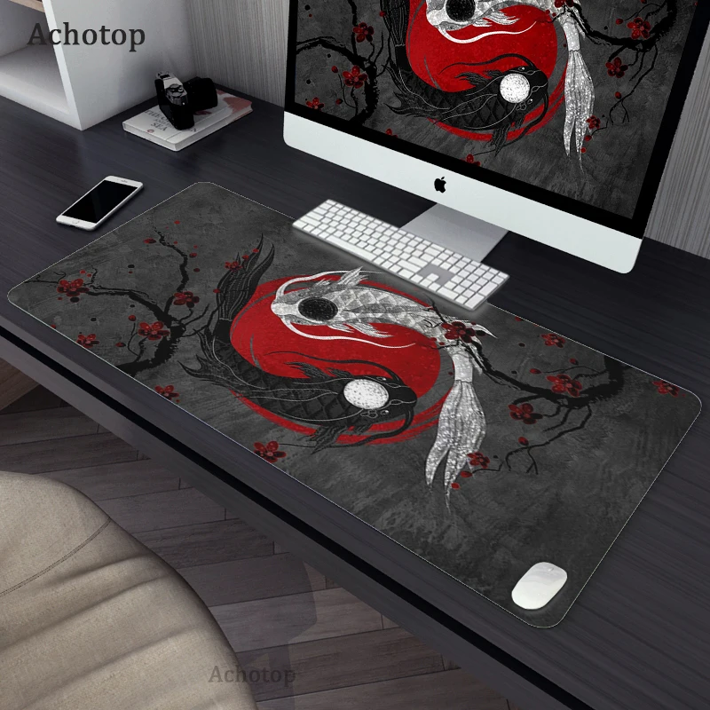 Tai Chi Fish Gaming Mousepad, Mouse Pad de borracha impermeável, Big Laptop Notebook Desk Mat, Tapete de Rato Neutro Gamer, XXL