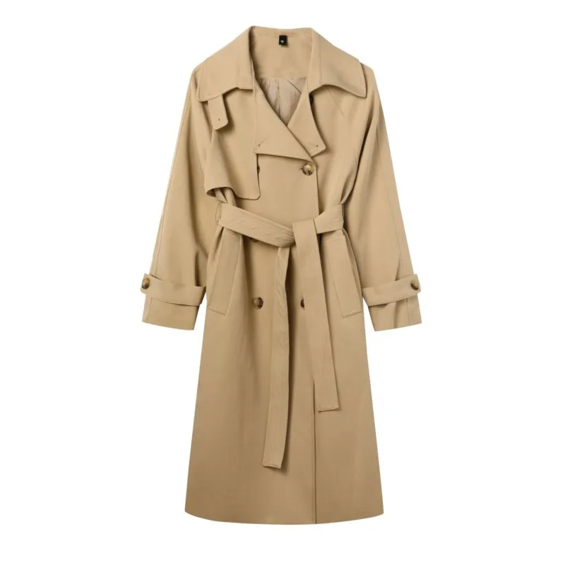 Khaki trench coat for women mid-length new style and elegant overcoat