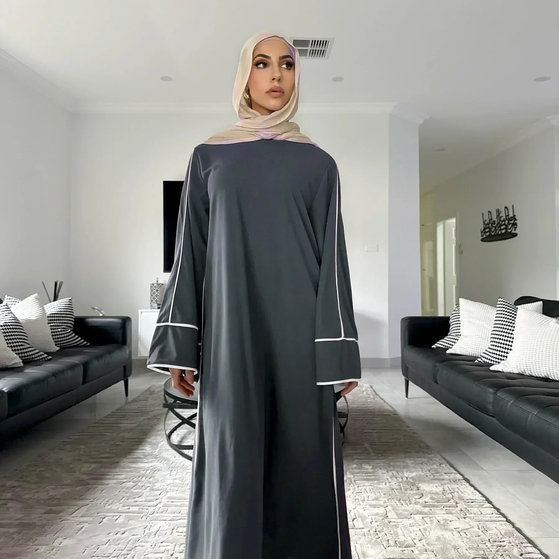 Ramadan Eid ปิด Abaya หรูหราดูไบมุสลิมธรรมดา Abayas สําหรับผู้หญิงเสื้อผ้าอิสลามตุรกี Kaftan Hijab Robe Vestidos