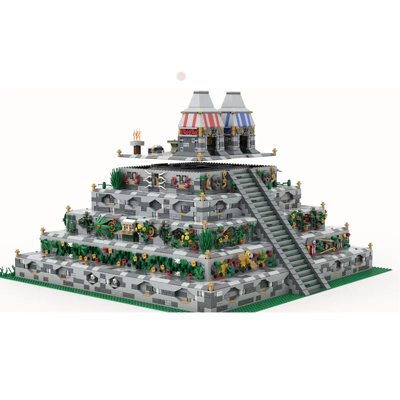 8056pcs Moc Aztec พีระมิดรุ่นสถาปัตยกรรมเมือง Street View 21058 Building Blocks ชุด DIY ชุดสําหรับผู้ใหญ่ของเล่น