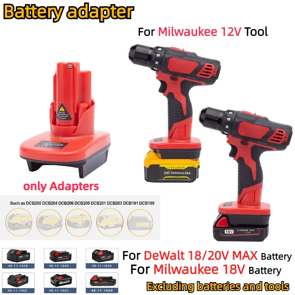 

Adapter/Converter for DeWalt 18V 20V MAX XR DCB Series/Milwaukee 18V Battery TO Milwaukee 12V Type Tool Accessory (Only Adapter)