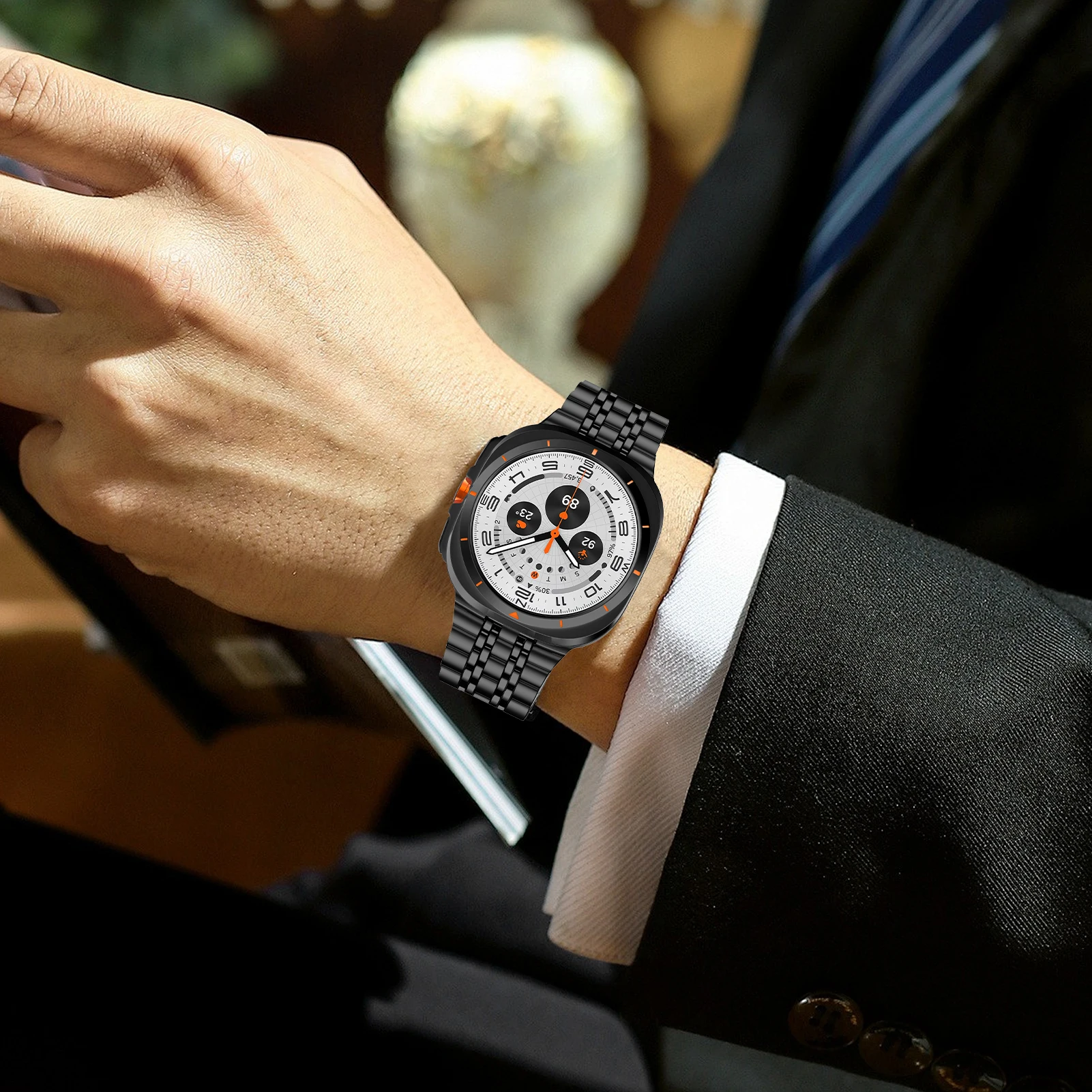 삼성 갤럭시 시계 울트라 스트랩 47mm 액세서리에 대한 스테인레스 스틸 스트랩 금속 팔찌 벨트 correa 갤럭시 시계 7 울트라 밴드