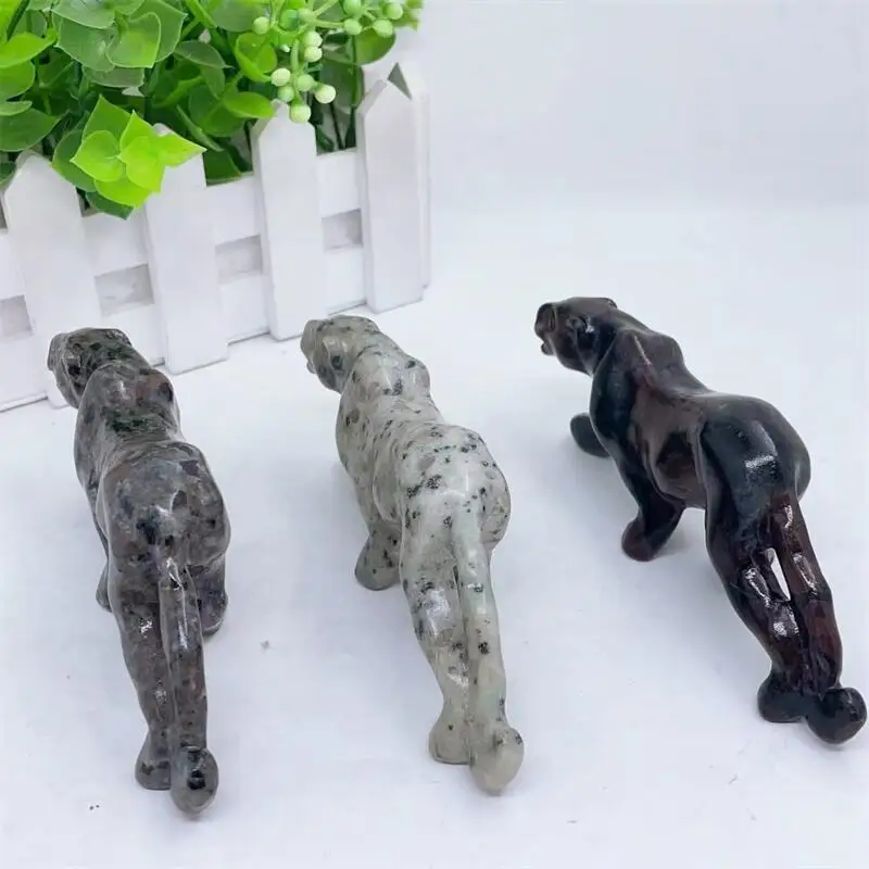 Natural Crystal Quartz Cheetah Carving Animal Figurine Healing Reiki Gemstone Crafts For Christmas Gift 1pcs