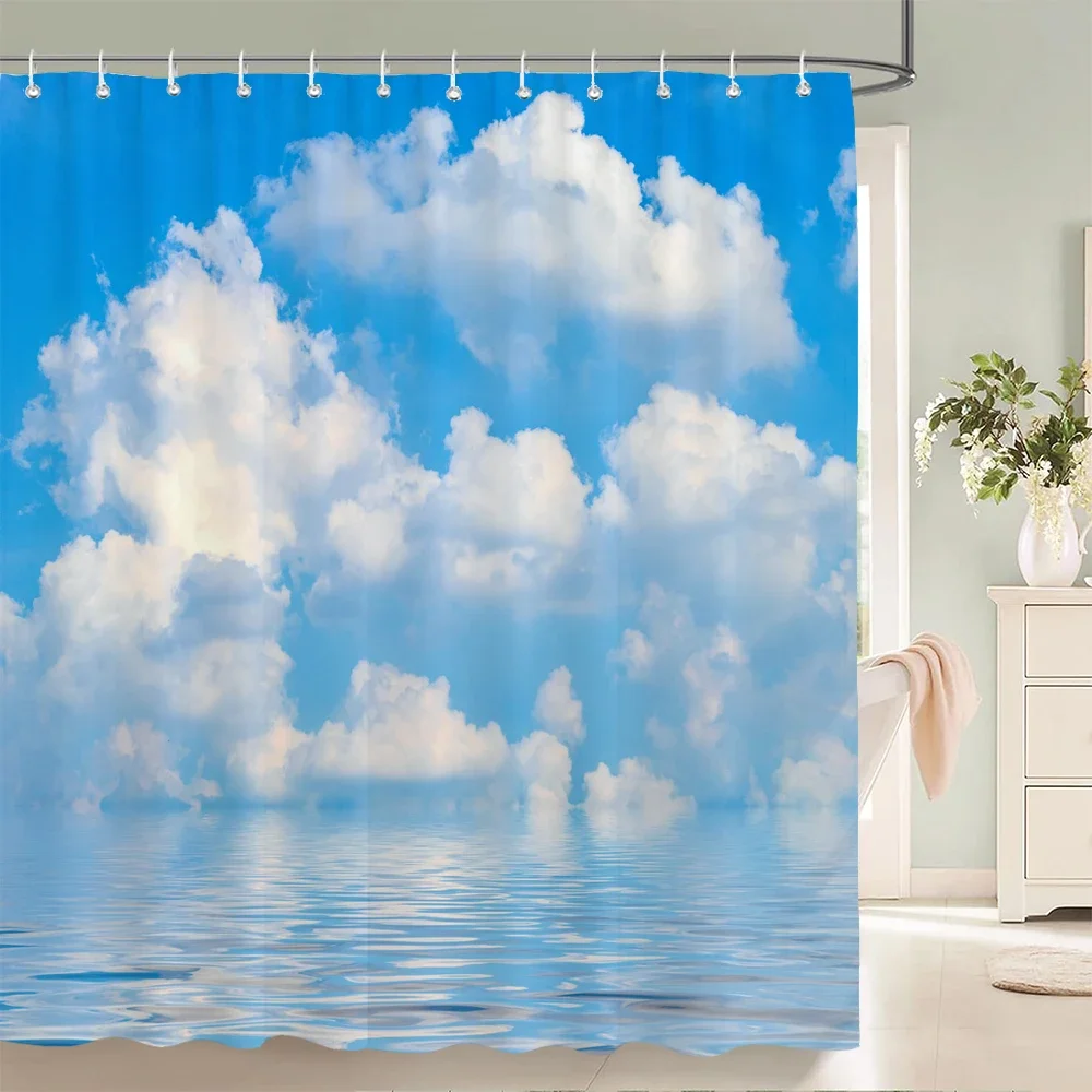 

180x180 см голубое небо облака солнечная природа пейзаж 3D печать занавеска для душа с крючками водонепроницаемая ткань домашние занавески для ванной комнаты