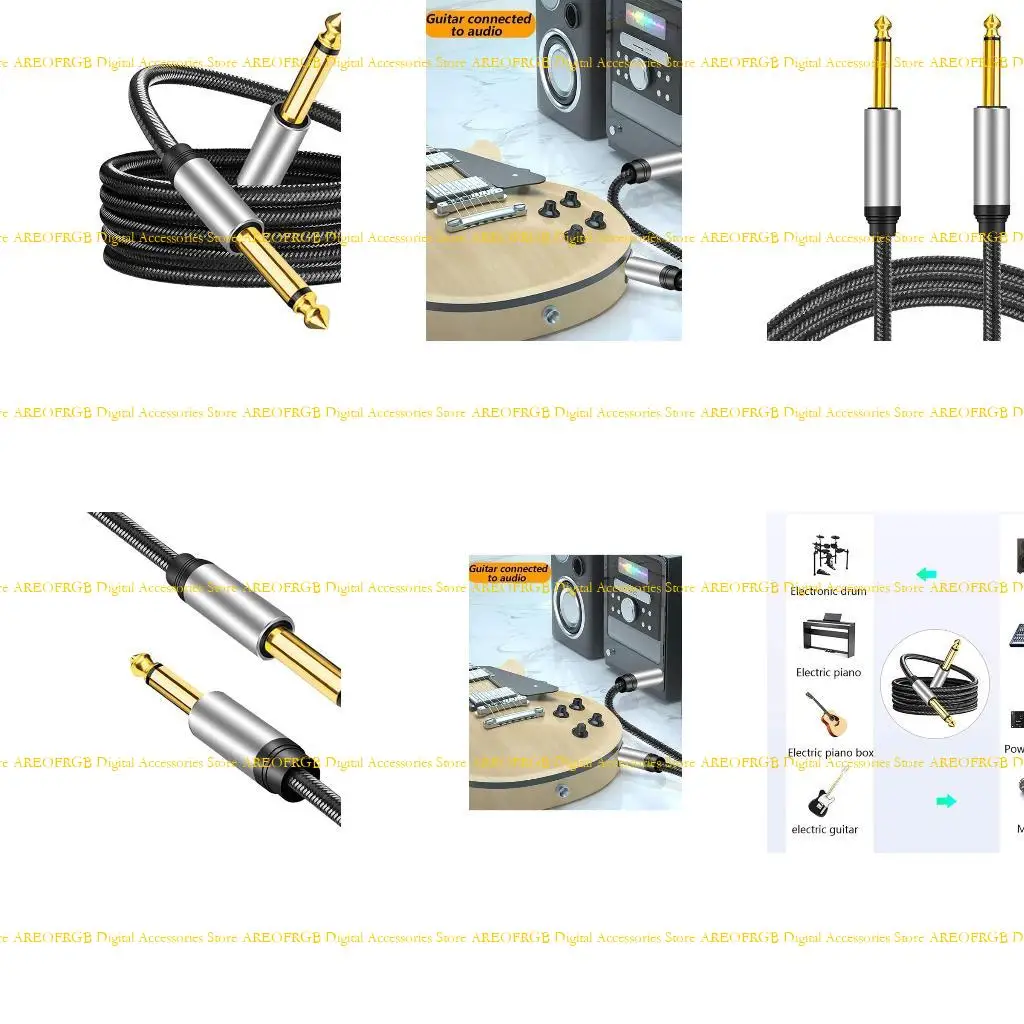 

E21E Guitar Instrument Cable 1/4 Inch to 1/4 inch TS Straight Male to Male 6.35mm Mono with Alloy Connector and Braid