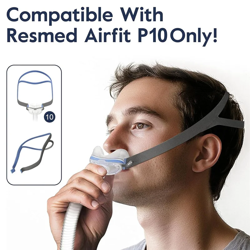 A19Q-2-Pack Air Fit P10 Headgear Strap,CPAP Headgear Replacements For Airfit P10 Nasal Pillow Mask,With 6 Adjustment Clips