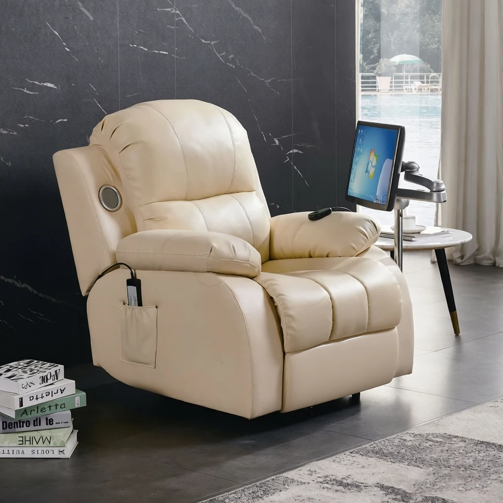 Leather Electric Recliner Sofa Set Furniture Home Theater Movie Seat Cinema Sofa with Power Adjustable Backrest