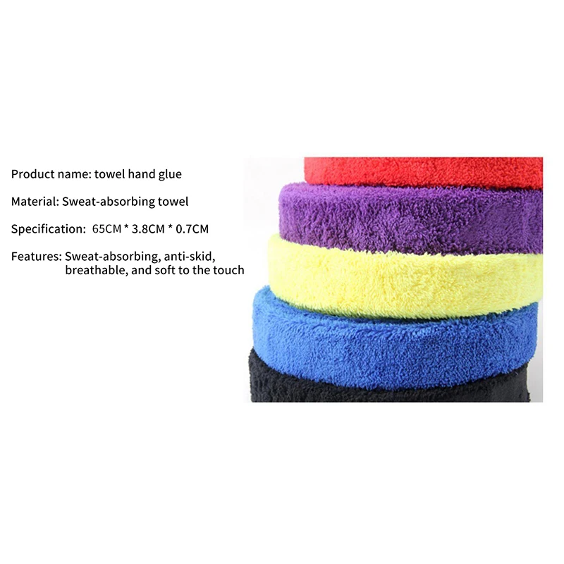 1 Pack 65cm Towel Glue Grip Badminton Tennis Racket Overgrips Non-Slip Sweat Band Grip TapePa