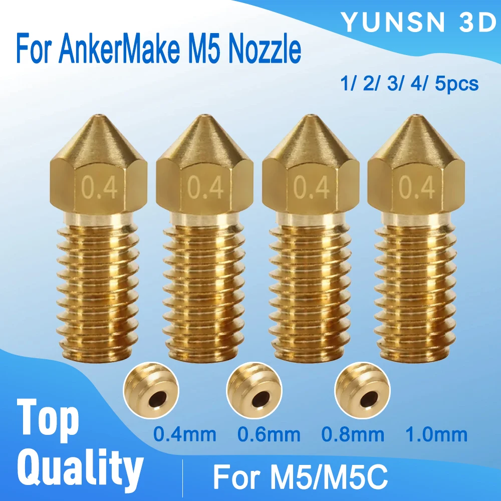 

For AnkerMake M5 3D Printer Nozzle 0.2mm 0.4mm 0.6mm 0.8mm 1.0mm Brass Nozzle 3D Printer Parts for AnkerMake High Precision