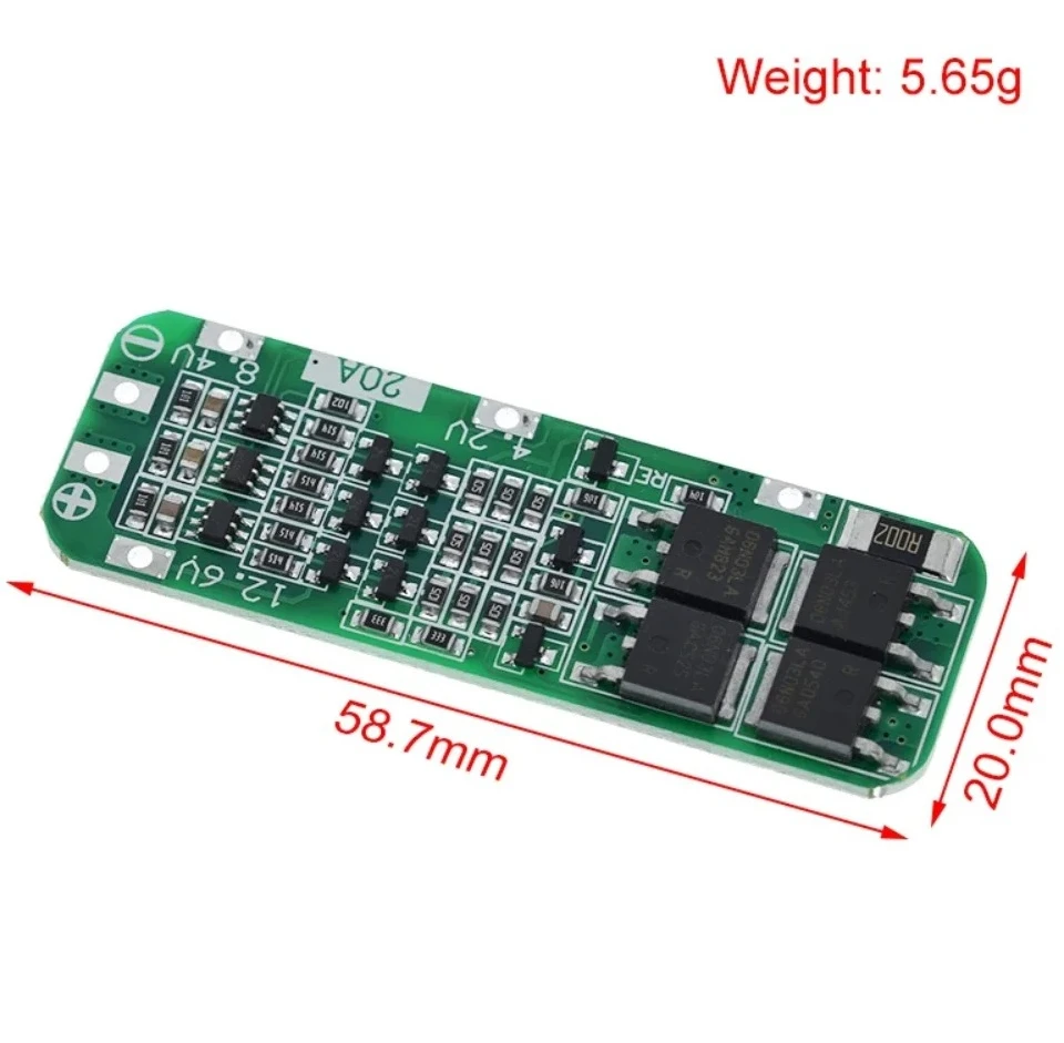 

1BMS drilling motor protection board 12.6V lithium battery module 64x20x3.4m18650 3S 20A lithium ion battery charger PCB