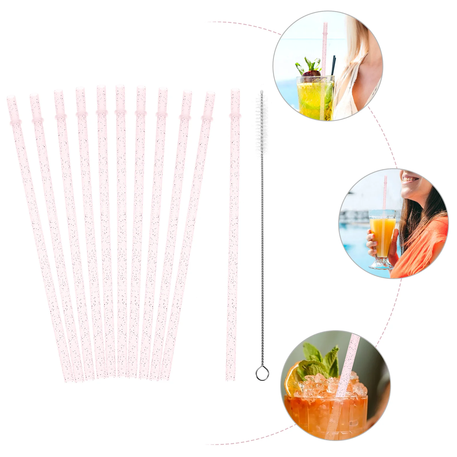 25 Pcs Colored Straws Long Christmas Drinking Reusable Juice Luau Party Thicken