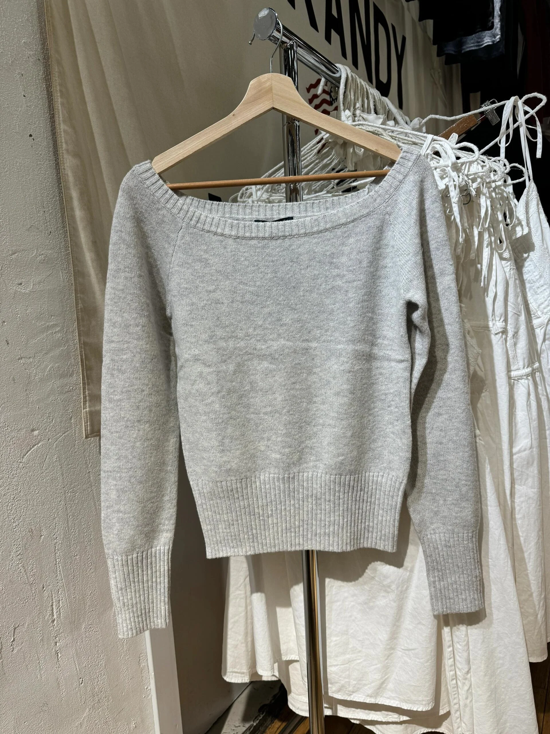 Gray Knitted Long Sleeve T-shirt Women Autumn Ribbed Slash Neck Slim Short Pullover Tops Preppy Style Sweet Casual Sweaters New