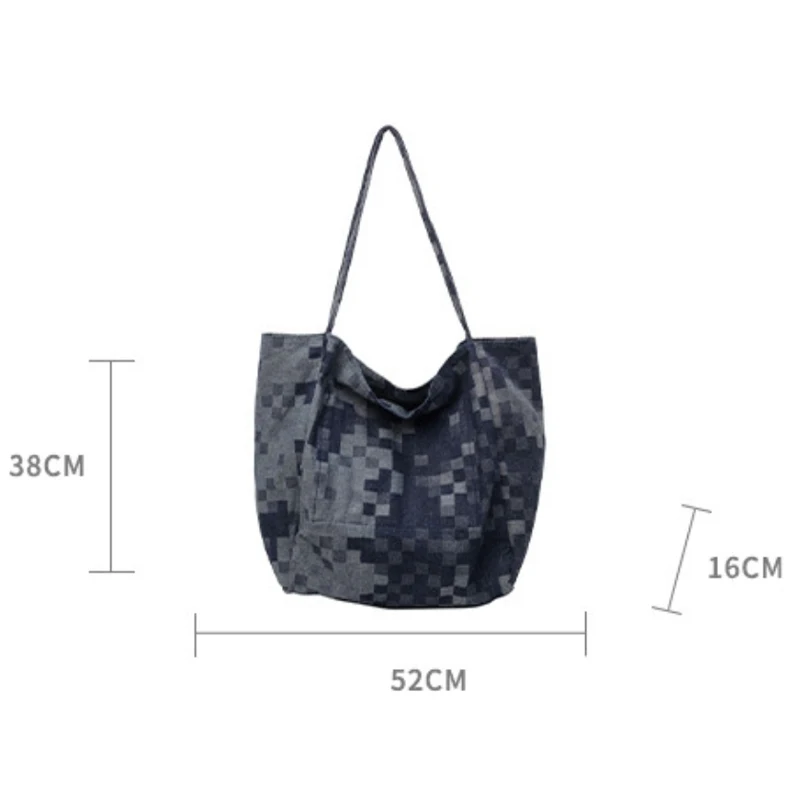 Trend Casual Aesthetic Larger Capacity Eco-friendly Shoulder Bag New Women's Shopping Bag Fashion Denim Blue Bucket Tote Bag