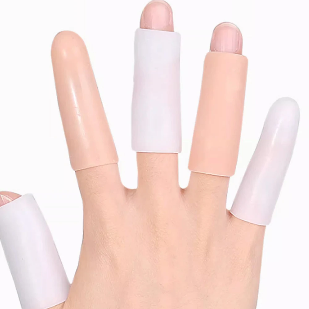 

10pcs Transparent Skin Color Finger Protection Sleeve Protector Silicone Finger Sleeves Protect Finger Relief for Corns Blisters
