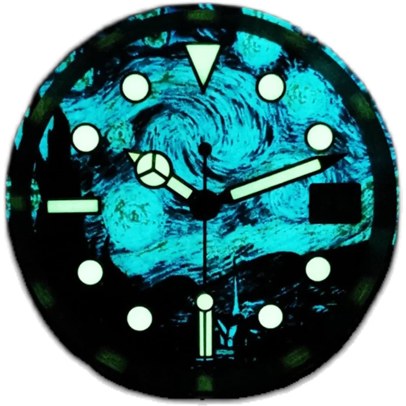 Watch Modify Parts 28.5mm Full BGW-9 Blue Luminous Dial Silver Marks Suitable For NH35/36 Automatic Movement