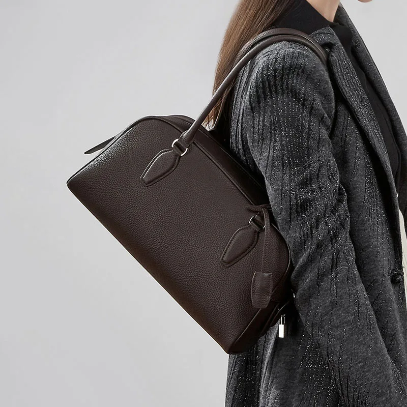 Nouveau Sac Boston 2026 pour Femme en Cuir Véritable de Haute Qualité, avec Poignée Supérieure, Coul