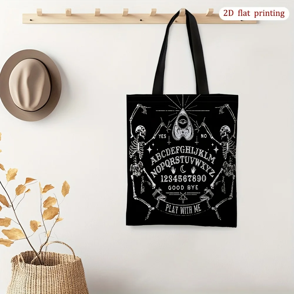 مضحك هالوين الهبي القوطية الأسود مخيف الجماجم مخيف الهيكل العظمي حمل الحقائب، أكياس التسوق القابلة لإعادة الاستخدام