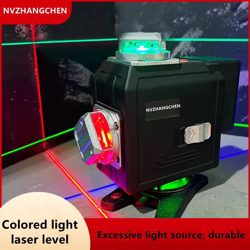 Imagem -04 - Laser Nível 3d 12 Linhas Poderoso Purple Light Digital Display 360 Auto-nivelamento Horizontal Vertical Multicolor Laser Nível