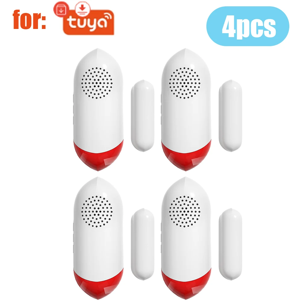 For Tuya Smart WiFi Door Sensor Sound WiFi Security Alarm Remote Control Real Time Detection for Shops Homes Banks