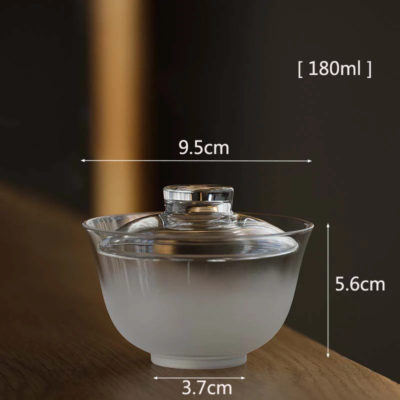 Japanese Cloud and Fog Glass Gaiwan Transparent Frosting Style Zen Tea Cup Heat Resistant Kung Fu Tea Bowl