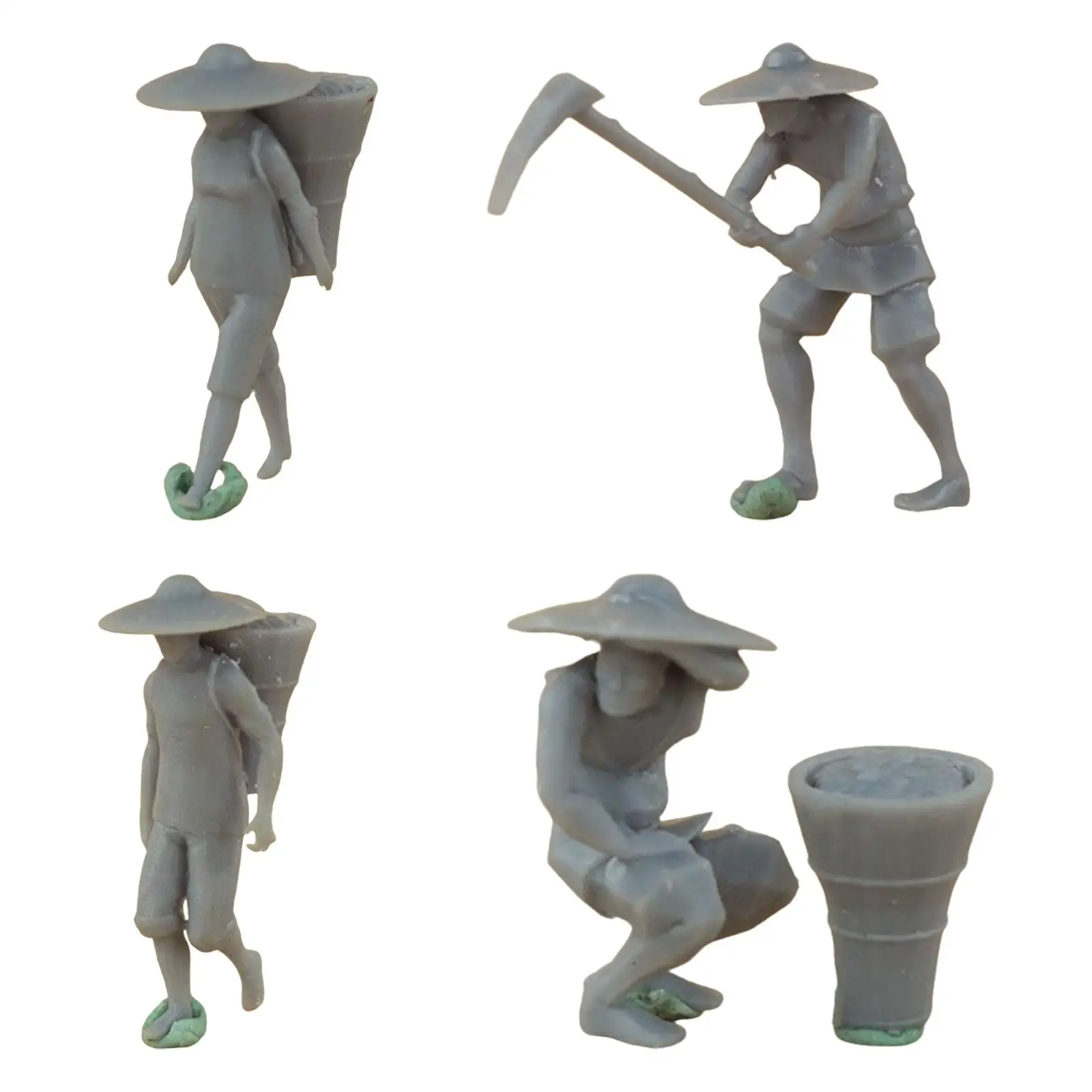 1:87 Scale Farmer Figures Resin Photography Prop Play Figure Fairy Garden