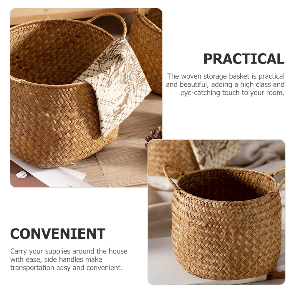 Woven Storage Box Japanese Style Woven Sundries Basket Cosmetics Organizer Box Woven Flower Basket