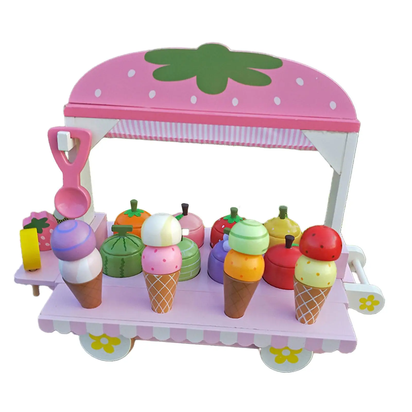 Jouet de chariot de crème glacée en bois pour enfants d'âge alth, jouets éducatifs, jeu de simulation, cadeaux pour garçons et filles