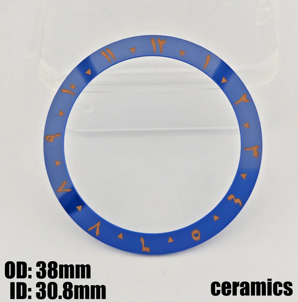 حلقة بحافة بأرقام عربية للرجال ، ساعة لامعة ، مطفية ، سيراميك ، حافظة داخلية ، NH35 ، 40 top ، 38 * ay