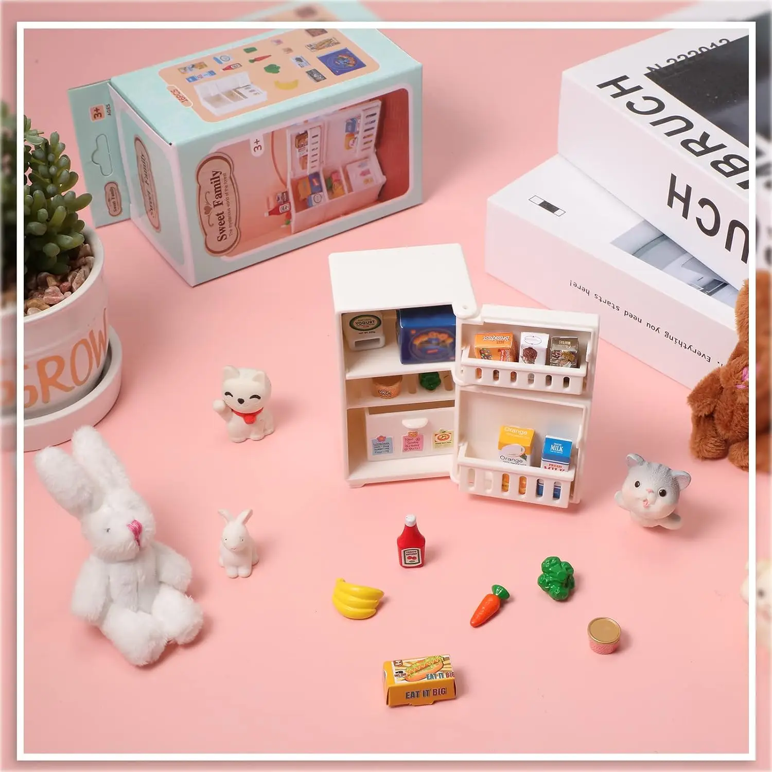 1:12 casa de muñecas en miniatura, refrigerador blanco de juguete, Mini juguete para nevera, comida simulada, juguetes para juego de imitación, muebles de cocina, decoración del hogar