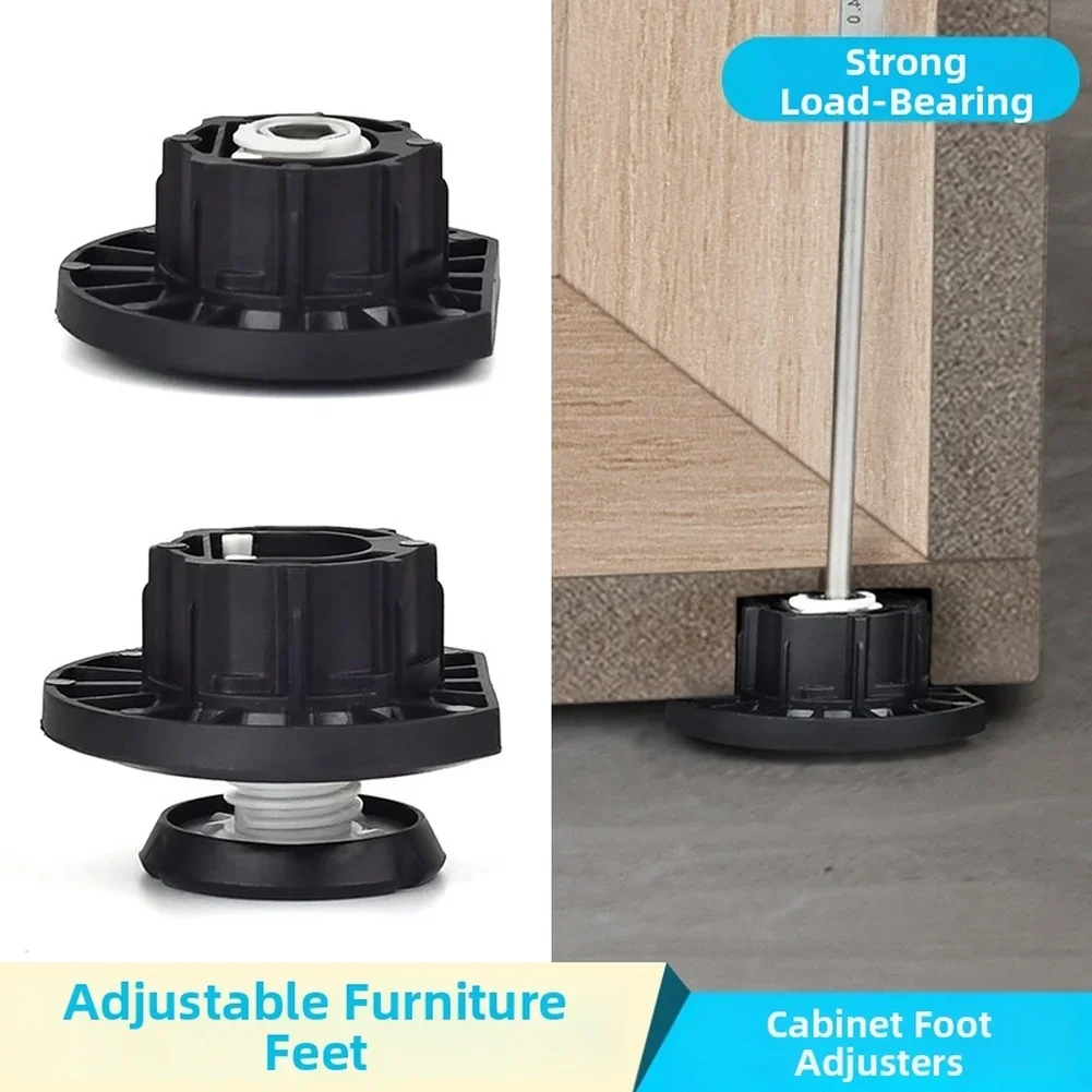 1/4pcs ABS Plastic Adjustable Leveling Furniture Legs Heavy Duty Cabinet Leg Cupboard Foot Adjustable Height 0-12mm
