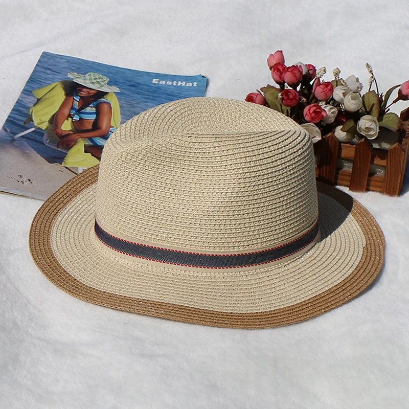 Flat Edge Billycock Female Summer British Style Retro Straw Hat Fashion All-match Short Brim Sun Hat Sun Protection Hat Female