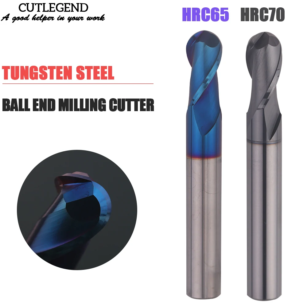 

HRC65/70 2 Flute Tungsten Steel Carbide Ball End Milling Cutter For Steel Stainless steel R1.5 R2 R3 R4 R5 R6 Ball Nose Endmill