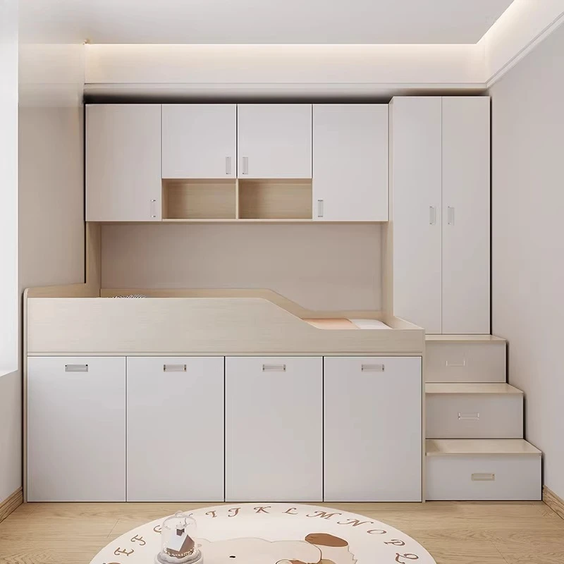 Half-height bed wardrobe integrated combination high box pull-out cabinet storage storage