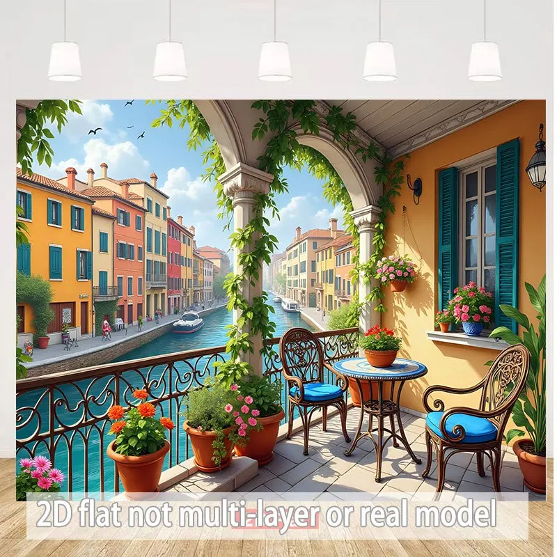 Luxury Mediterranean Venice Canal Tapestry Wall Hanging European Italian Street Scene Art Mural Vintage Travel Home Decor Decora