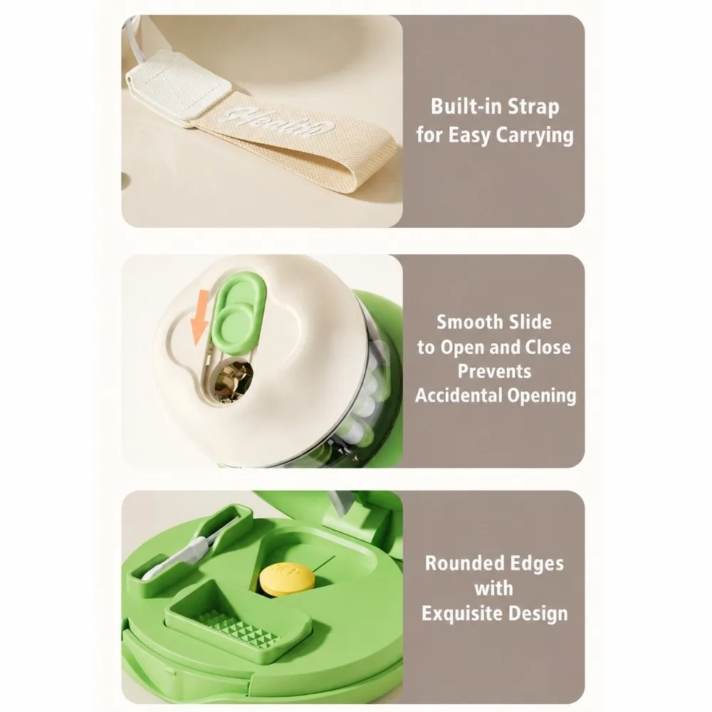 Gifts Plastic Pill Cutter Portable Divided Compartments Tablet Organizer Multifunctional Pill Box Travel Medication Storage