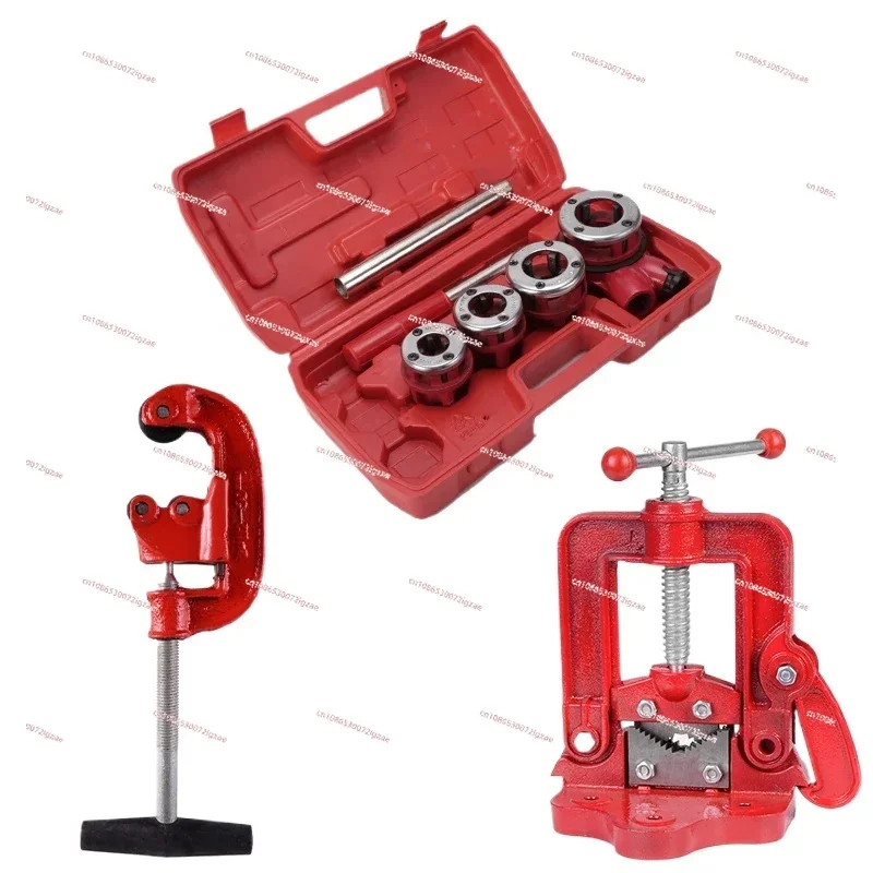 4 Points--1.2 inch Durable Screw Threading Machine Manual Threading Machine Water Pipe hinge twist plate die threading kit