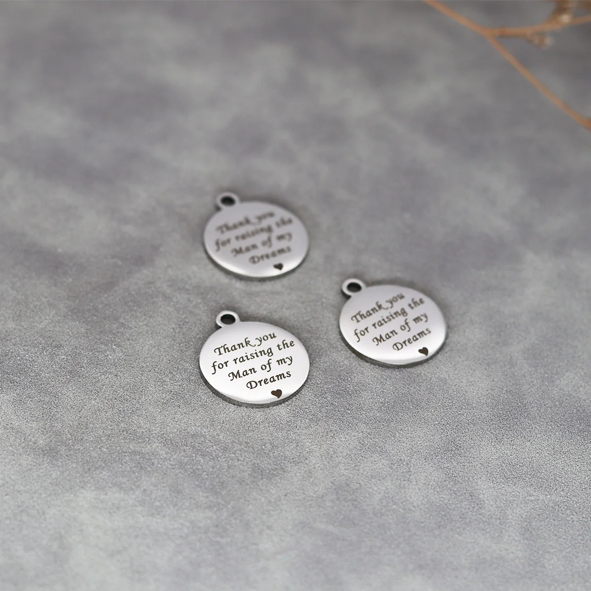 3pcs Laser Engraved Thank You for Raising The Man of My Dreams for Stainless Steel Charm  Jewelry Making Bulk Accessories