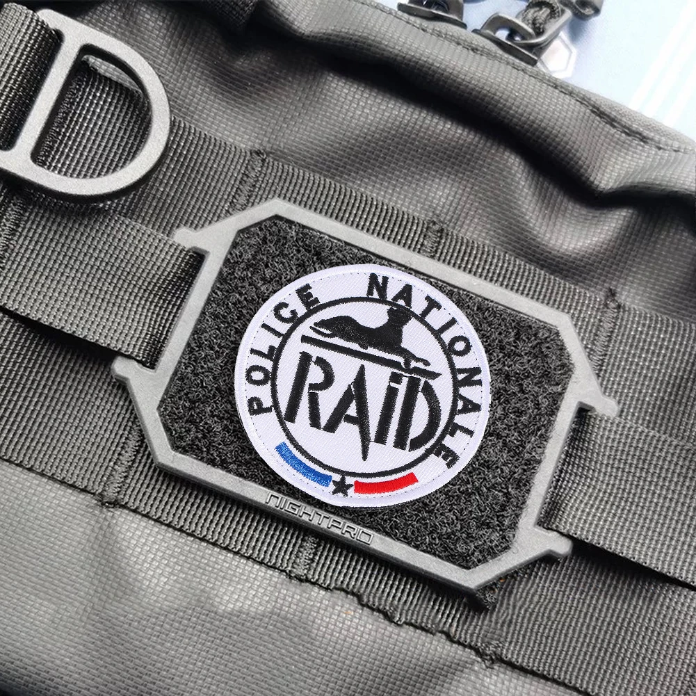 3pcs French RAID Black Panther Special Forces Themed Magic Patches Tactical Morale Badge Embroidered Decor Patch for Bag Apparel